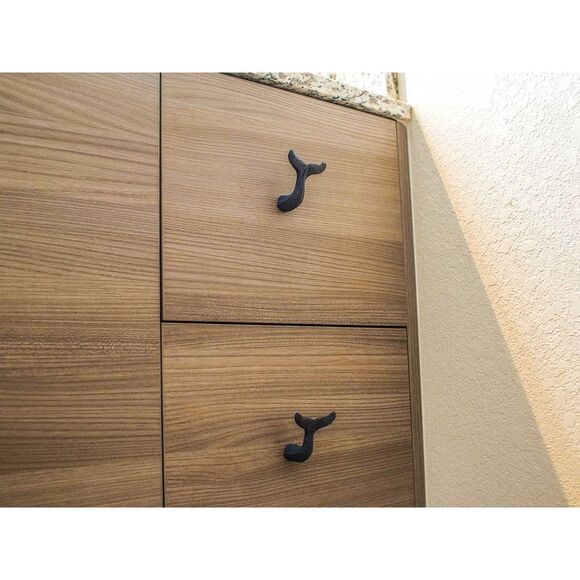 Navy Blue Cast Iron Whale Tail Drawer or Cabinet Door Pulls Set of 12 - Picture 4 of 9